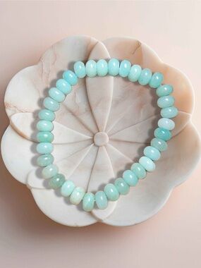 Amazonite Rondelle Bracelet 8mm Gemstone Stretch Bracelet